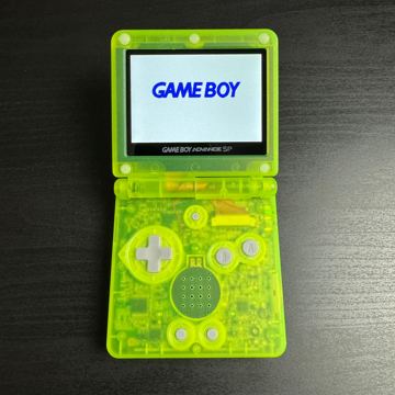 GBA SP, lime green, finished mod by Retro Gaming Insider