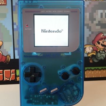 Game Boy, clear blue, finished mod by Retro Gaming Insider